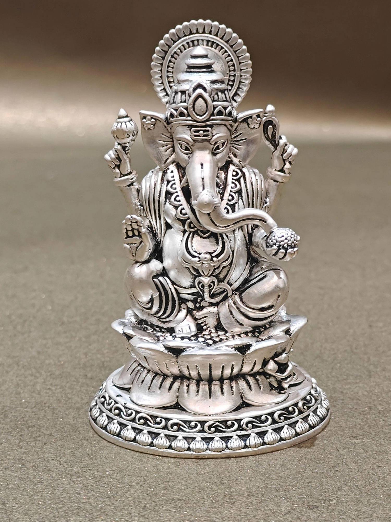 SABERA Exquisite Handcrafted Silver-Plated Ganesha Idol