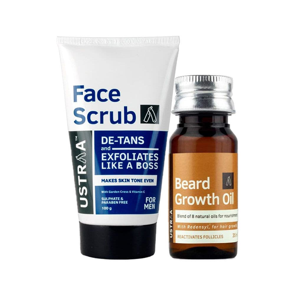 Ustraa Beard Growth Oil & De-tan Face Scrub