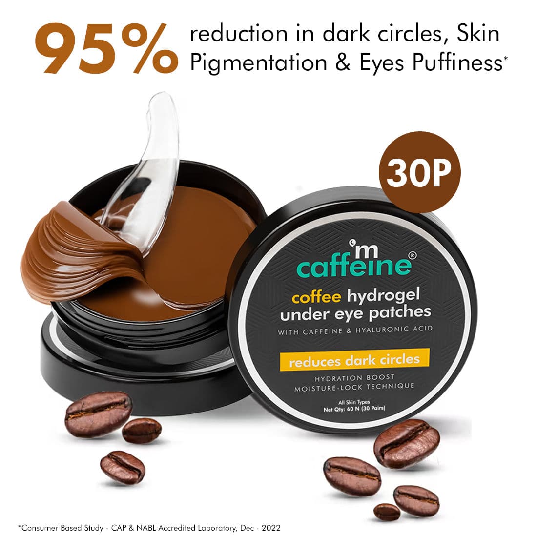 MCaffeine Coffee Hydrogel Under Eye Patches for Dark Circles with Hyaluronic Acid Depuffs