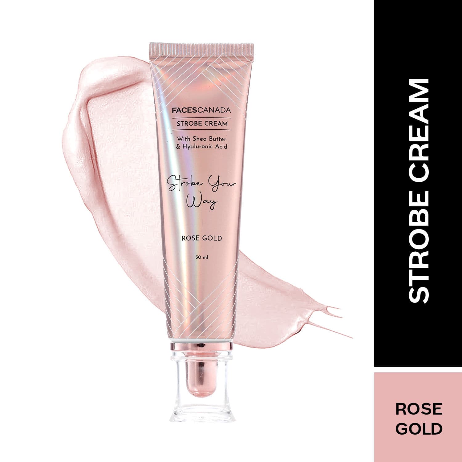 Faces Canada Strobe Cream, Rose Gold - Primer + Highlighter + Moisturizer With Hyaluronic Acid