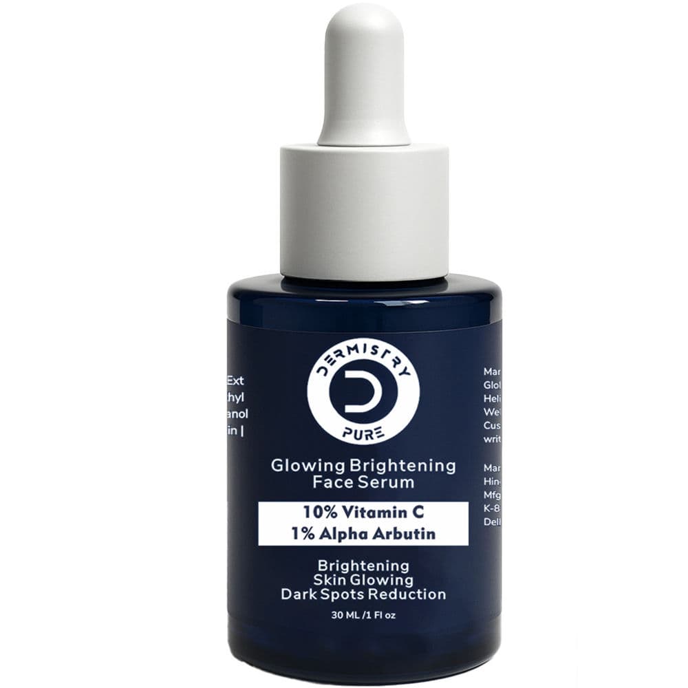 DERMISTRY 10% Vitamin C Alpha Arbutin Glowing Skin Face Serum for Brightening Lightening Whitening
