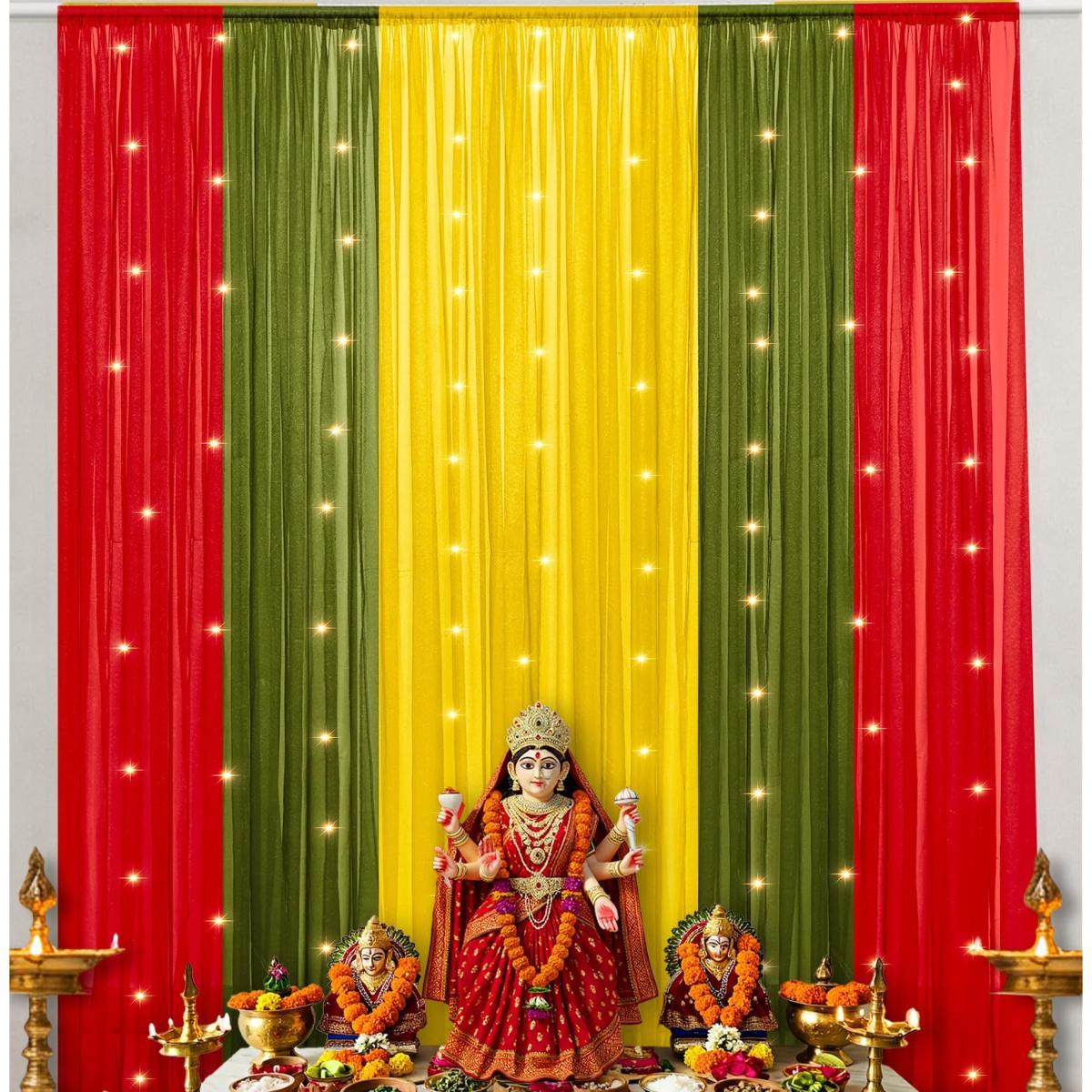 Special You Ganesh Chaturthi Decoration Setup Yellow Background-11 Pcs