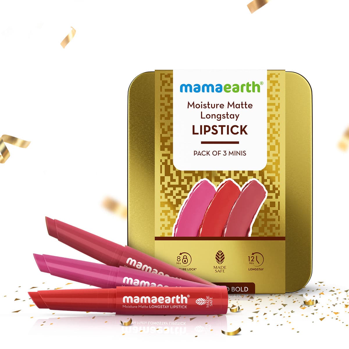 Mamaearth Moisture Matte Long Stay Lipstick Bright And Bold Gift Set