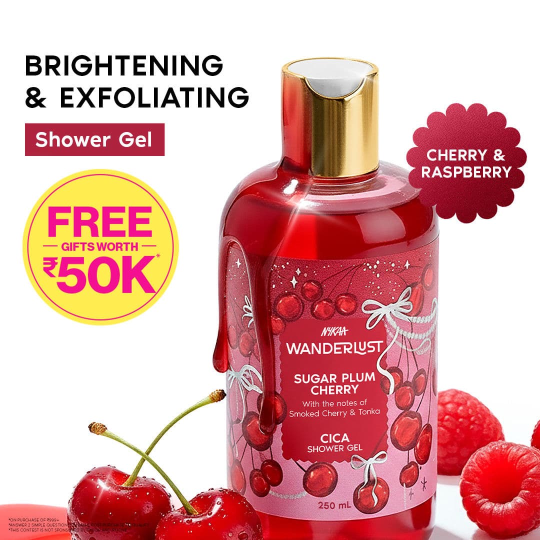 Wanderlust Sugar Plum Cherry Perfume Shower Gel With Cica, Vitamin E (Raspberry, Rose Perfume)