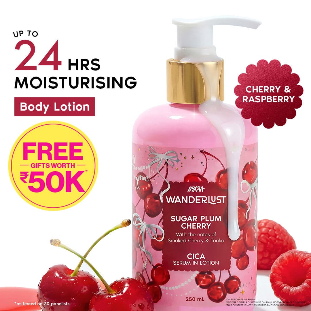 Wanderlust Sugar Plum Cherry Perfume Body Lotion - Upto 24 Hrs Moisturisation