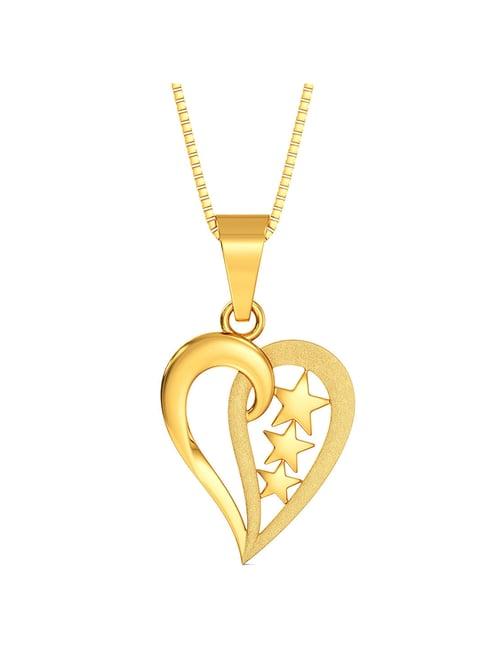 Joyalukkas Gold 22k Three-star shining Heart Casual Pendants for Women