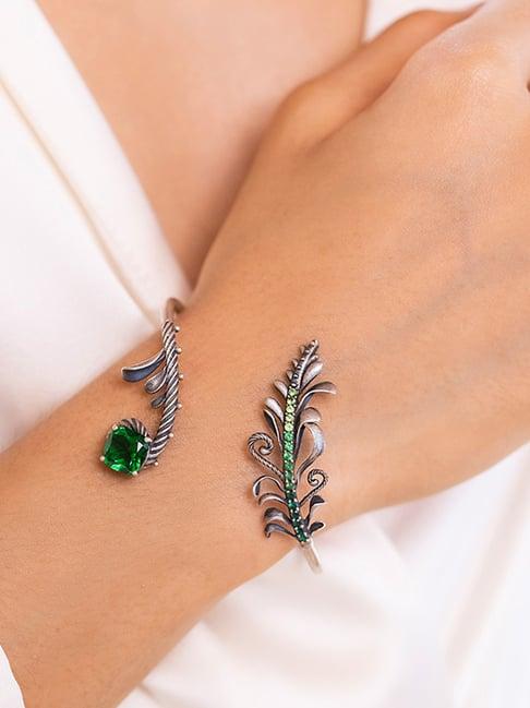 Shaya 92.5 Sterling Silver Unfold Oxidized Bracelet for Women