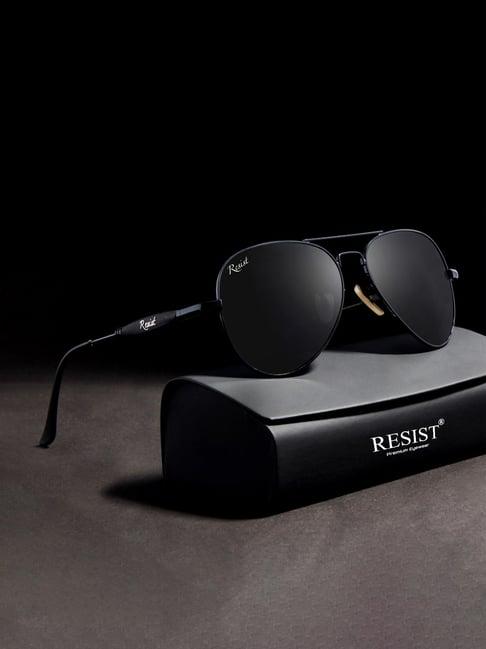 Resist Eyewear Black Aviator Unisex Sunglasses