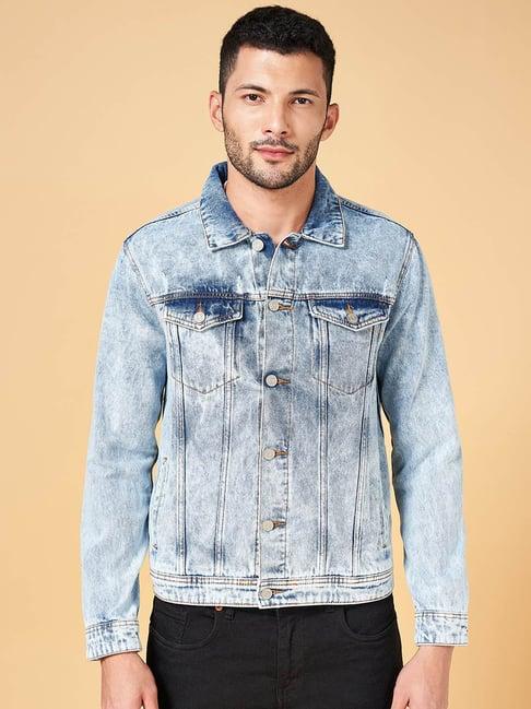 People by Pantaloons Light Blue Cotton Regular Fit Denim Jacket