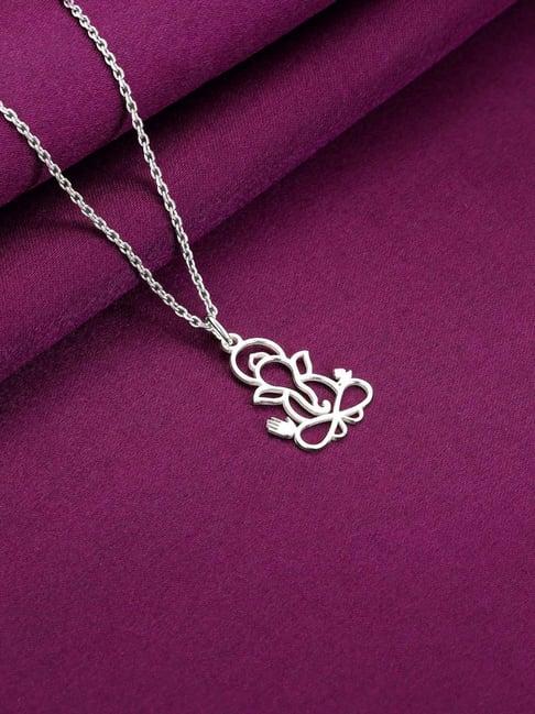 GIVA 92.5 Sterling Silver Ganesha Silhouette Unisex Pendant with Chain