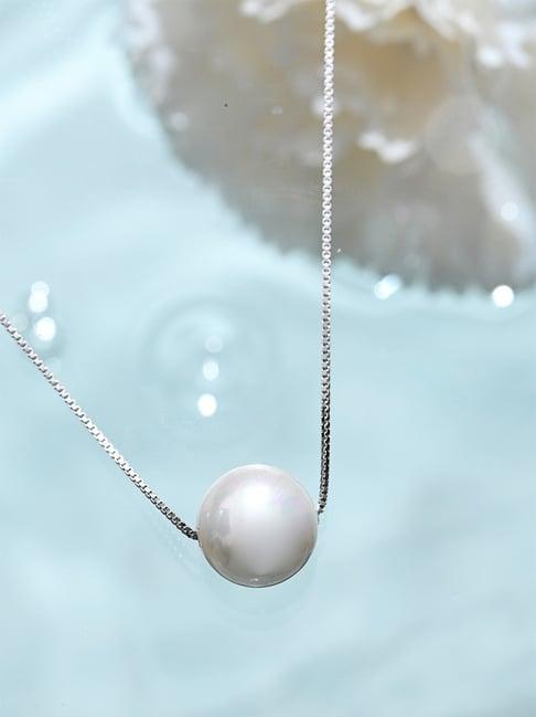 Zavya 92.5 Sterling Silver Rhodium-Plated Freshwater Pearl Necklace for Women