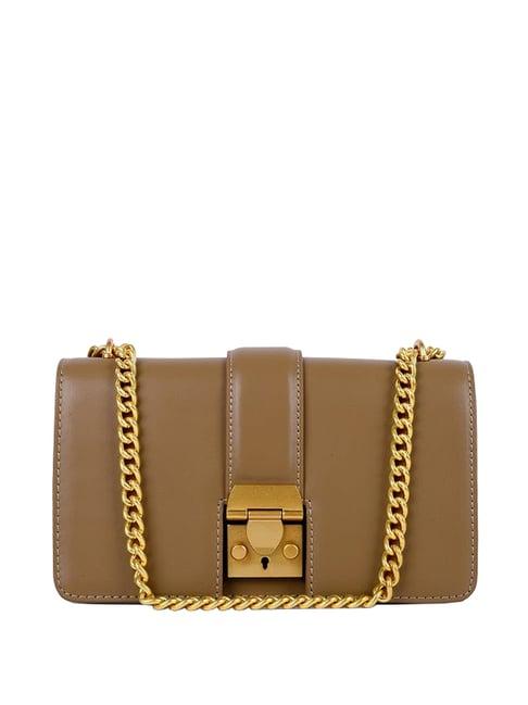 Miraggio Scarlet Beige Solid Small Sling Handbag