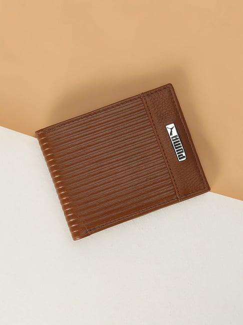 Puma Tan Leather Textured Bi-Fold Wallet