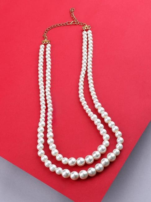 Zaveri Pearls Gold Tone Fusion Wear Layered Pearls Necklace-ZPFK10426