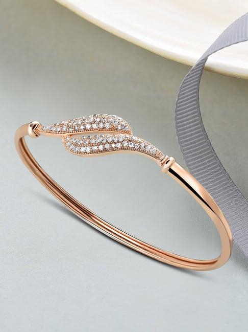 Zaveri Pearls Rose Gold Contemporary Cubic Zirconia Bangle Style Brass Kada-ZPFK10383