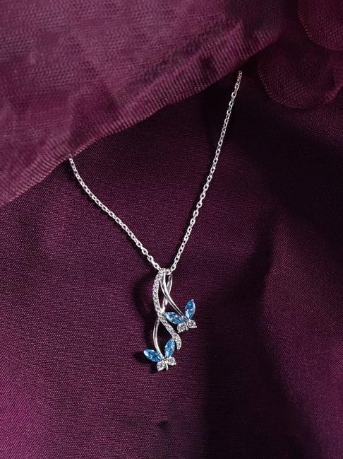 Clara 925 Silver Rhodium-Plated Swiss Zirconia Butterfly Pendant with Chain Necklace