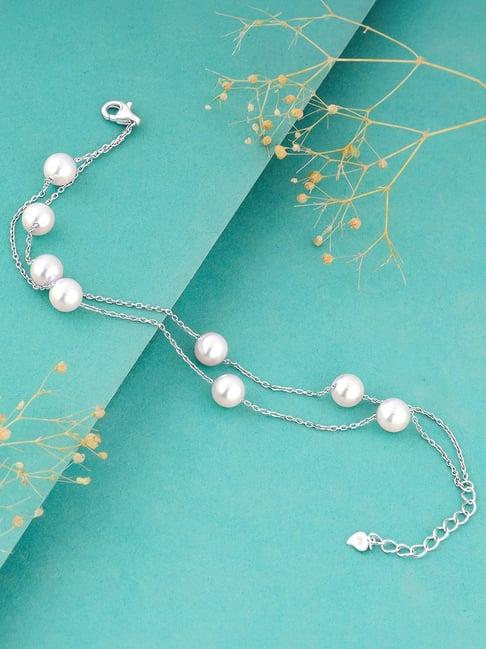 GIVA 92.5 Sterling Silver Strings of Pearls Bracelet