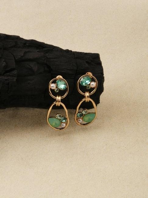 Accessorize London Green Encircled Gem Dangler Earrings
