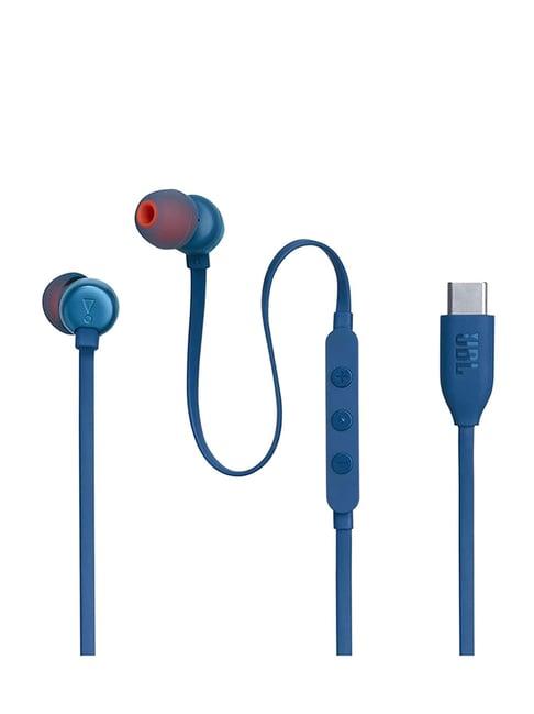JBL Tune 310 Wired in-Ear Type C Earphone with 3-Button EQ Preset Remote & Microphone (Blue)