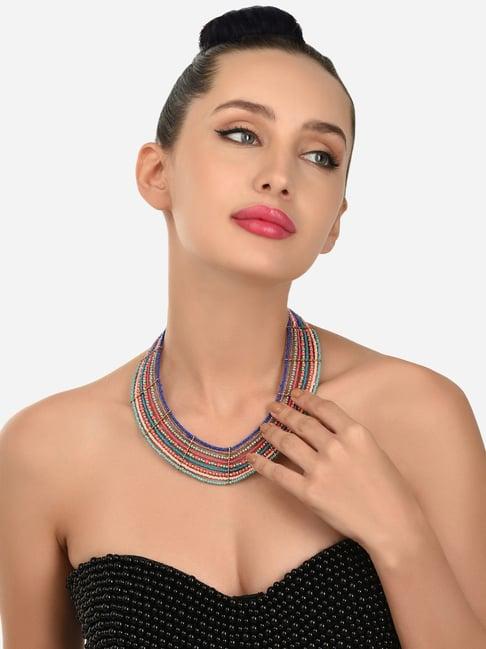 Zaveri Pearls Multicolor Beaded Contemporary Multi Strands Necklace-ZPFK17752