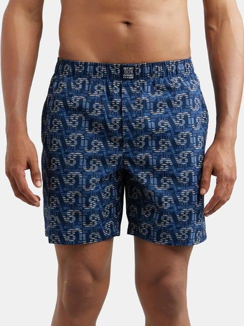 Jockey US57 Men's Super Combed Mercerized Cotton Woven Printed Boxer Shorts with Side Pockets