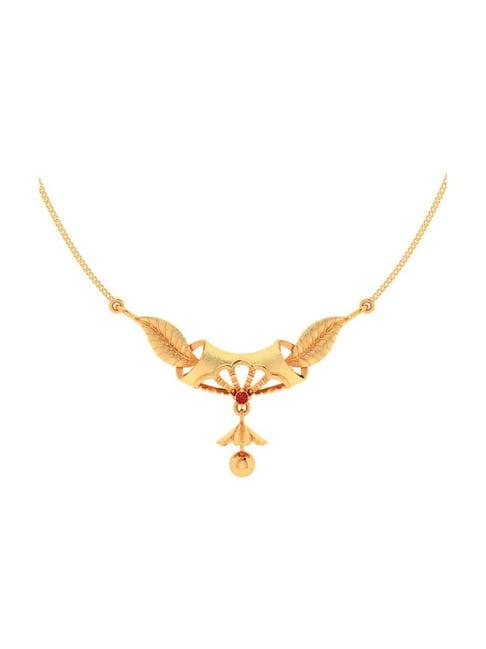 P.C. Chandra Jewellers 18k Yellow Gold Leafy And Ball Drop Pendant for Women & Girls