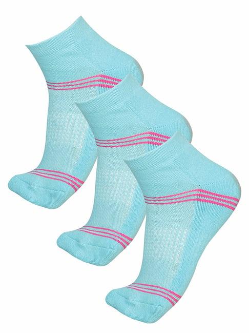 Bodycare Turquoise & Pink Cotton Self Design Socks (Pack Of 3)