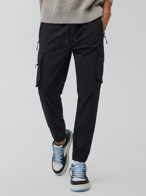 XYXX Black Skinny Fit Cargo Joggers