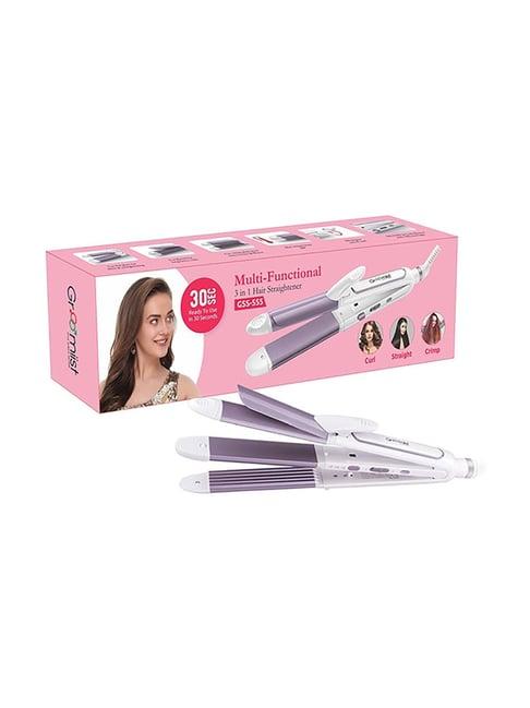 Groomiist GSS-555 Gold Series 56W 3 in 1 Multi-Functional Hair Straightener (White and Mauve)