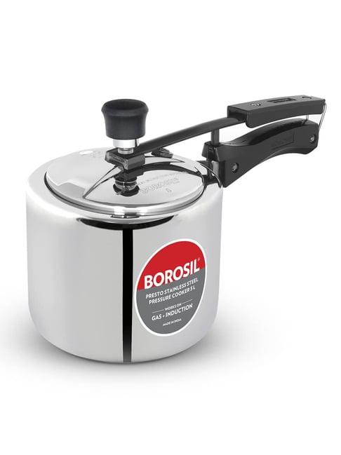 Borosil Presto Induction Base Stainless Steel Inner Lid Pressure Cooker- 3L