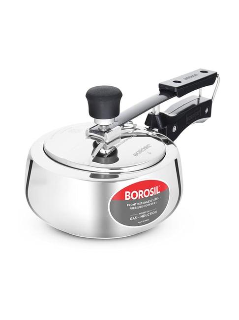 Borosil Pronto Induction Base Inner Lid Stainless Steel Pressure Cooker- 6.8 mm Thick Base- 2 liter