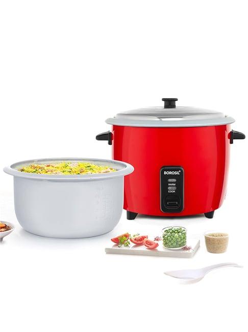 Borosil Pronto Dual Electric Rice Cooker 700W, 1.8 L with 2 Pot (Red)