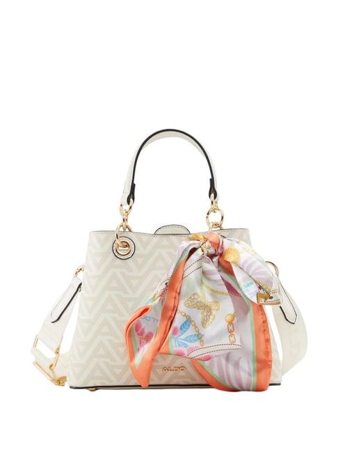 Aldo White Printed Small Handbag
