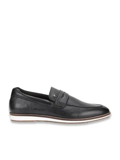 Louis Philippe Men Premium Leather Breathable Anti Slip Flat Heel Casual Loafers
