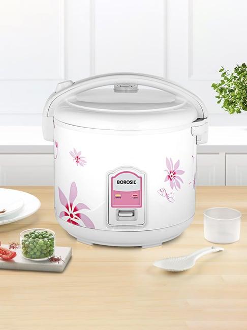 Borosil Pronto Deluxe Rice Cooker 1000W with Single Pot & Indicator Display (White, 2.8 L)