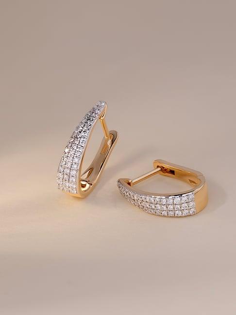 Mia by Tanishq Modern Twist 14k Gold & Diamond Hoop Earrings for Women