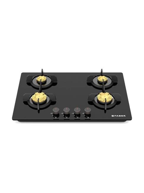 Faber 4 Burner 78cm Hob Cooktop with 8Mm Toughened Black Tempered Glass & Designer Burners (Black)