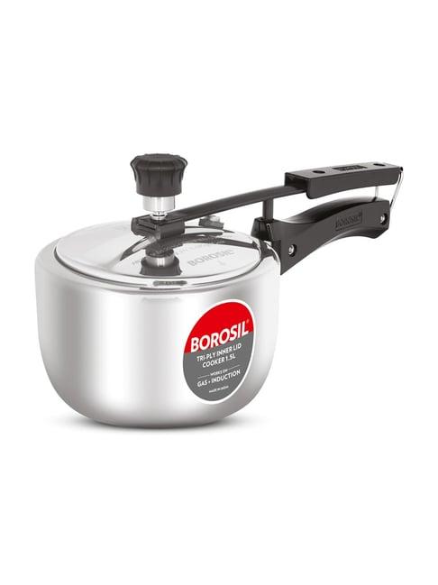Borosil Triply Induction Base Inner Lid Stainless Steel Pressure Cooker- 1.5 L- 500 milliliter