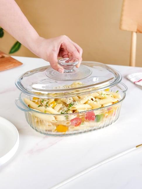 Nestasia Glass Heat-Resistant Glass Casserole with Lid & Microwave (1800 ml)