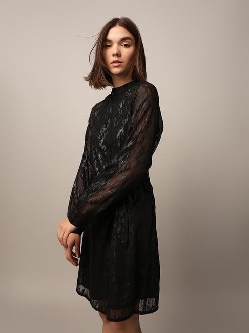 Only Black Textured A Line Dress