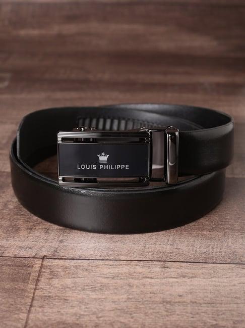 Louis Philippe Black Leather Waist Belt for Men