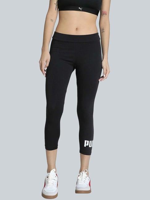 Puma Black Cotton Skinny Logo Printed Sports Leggings