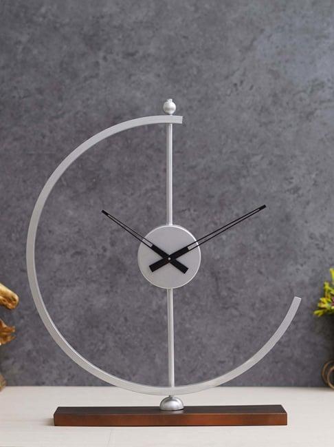 CHRONIKLE Silver And Copper Iron Analog Table Clock