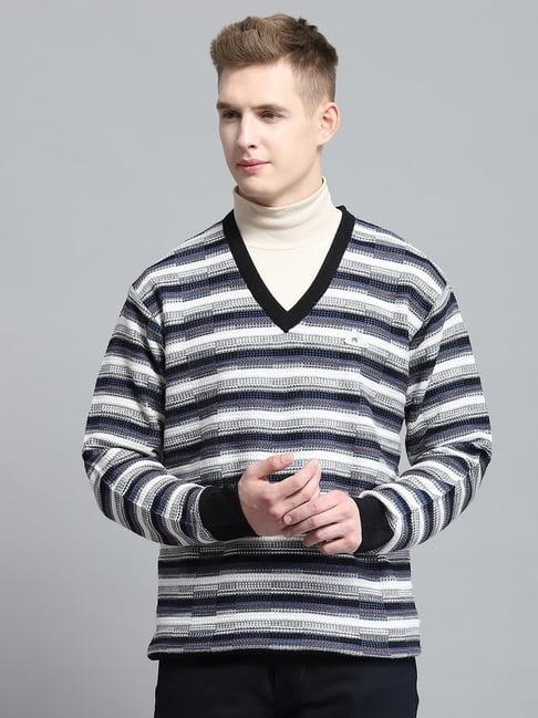 Monte Carlo Black Regular Fit Striped Sweater