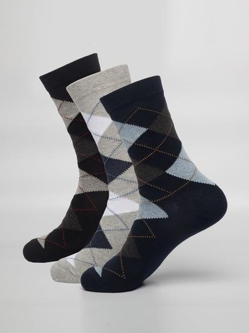 Hoversole Multicolor Cotton Arglye Mid Calf Socks Pack of 3