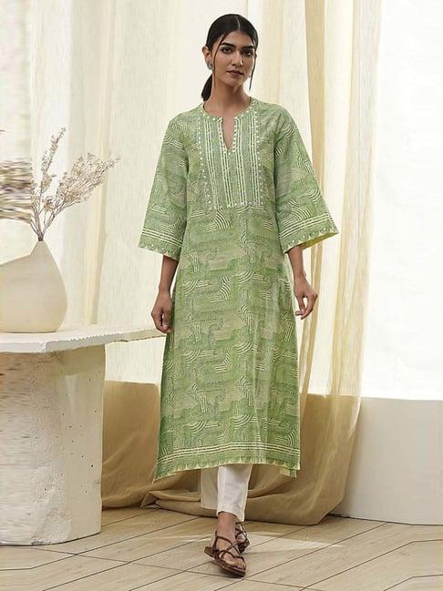 BIBA Green Printed Kurti