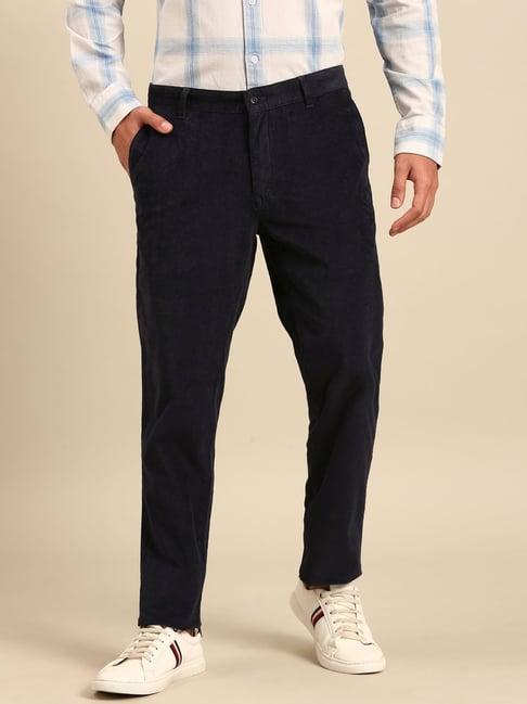 Cavallo By Linen Club Navy Slim Fit Trousers
