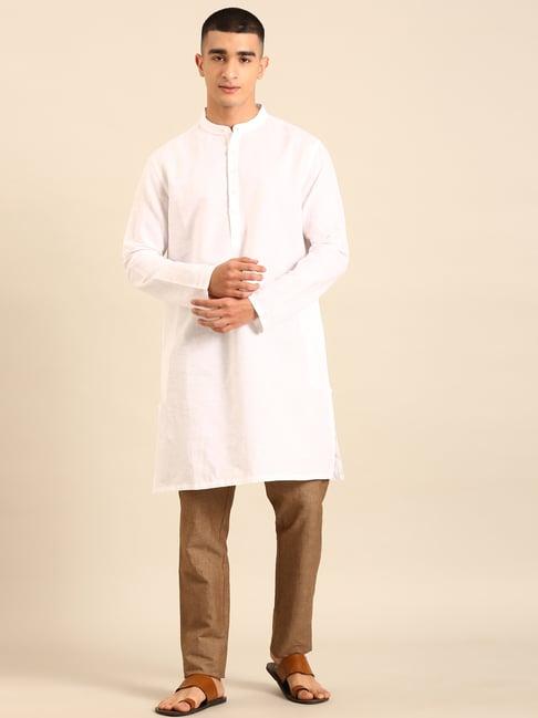 Linen Club White Linen Regular Fit Kurta
