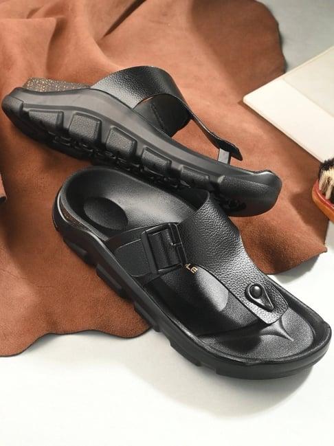 Hoversole Men's LUMINO Black T-Strap Archloc Sandals