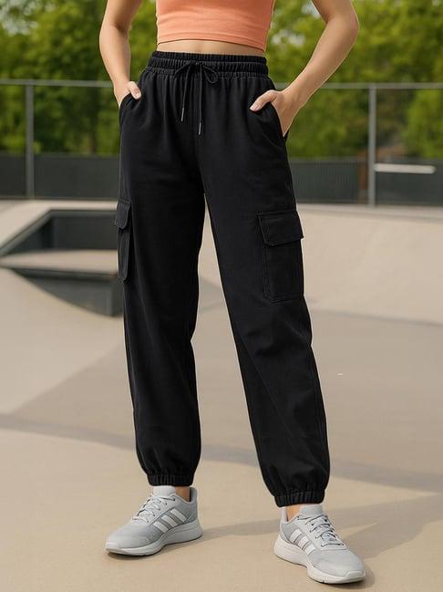 Bewakoof Black Solid Oversized Cargo Joggers